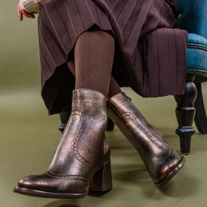 Chloe - Burnished Gold Womens Ankle Boots Embassy London 