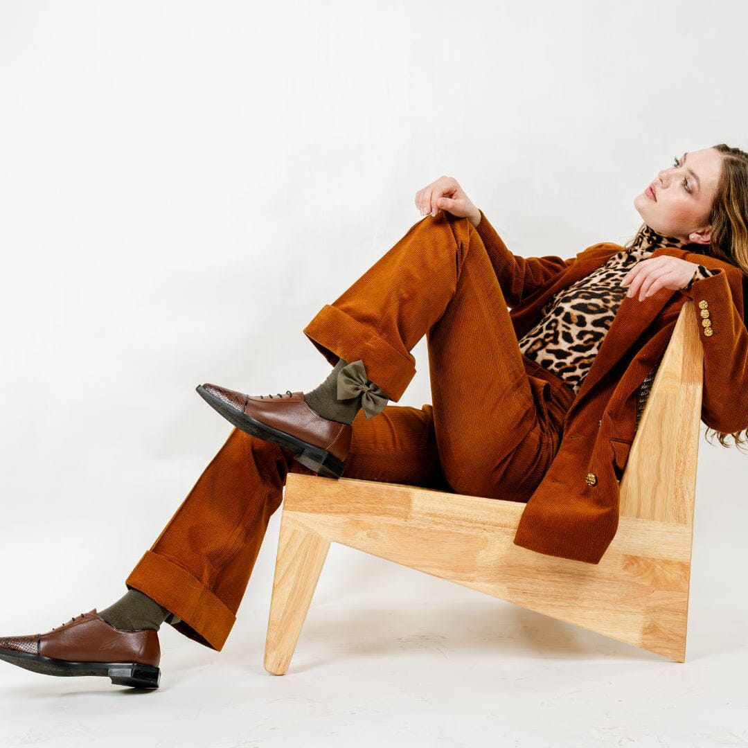 Sloan - Brown & Snake - Women's Leather Oxford with Snakeskin toe Womens Shoes Embassy London 