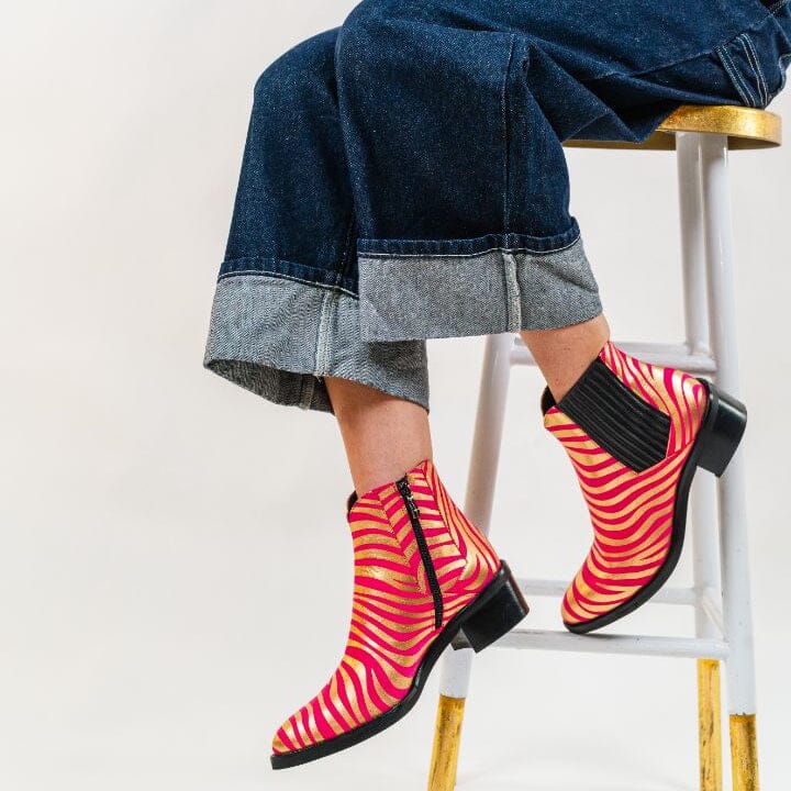 Texas - Pink & Gold Womens Ankle Boots Embassy London 
