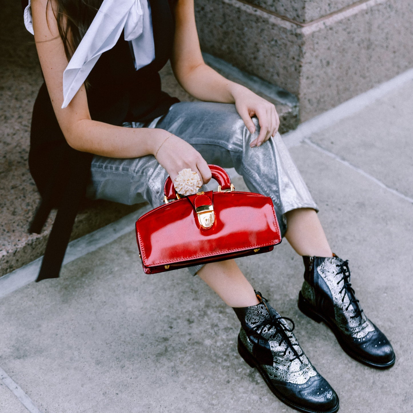 Brick Lane Boots - Black & Silver Womens Ankle Boots Embassy London 