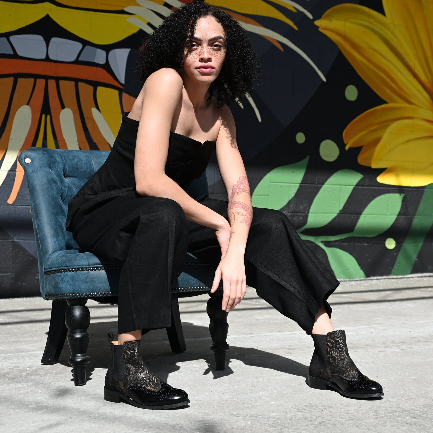Mamacita - Black & Gold Womens Ankle Boots Embassy London 