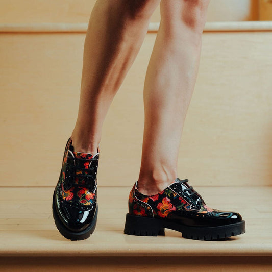 Artisan - Black & Red Flowers Womens Shoes Embassy London 