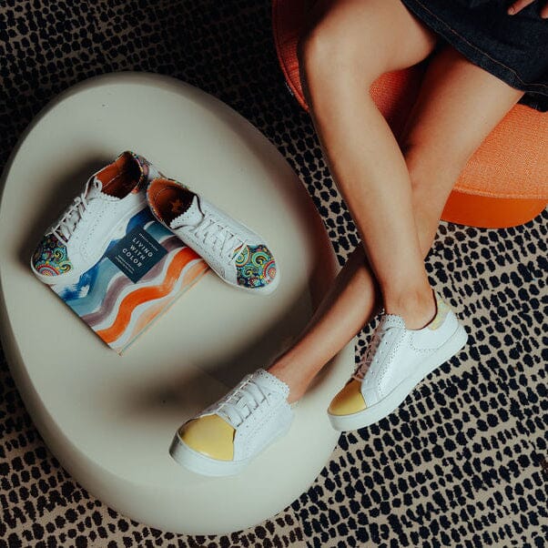 Serena - White & Yellow & Pastel Multi Womens Trainers Embassy London 