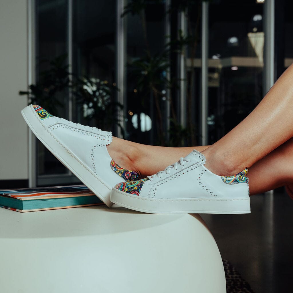 Serena - White & Summer Signature Print Womens Trainers Embassy London 