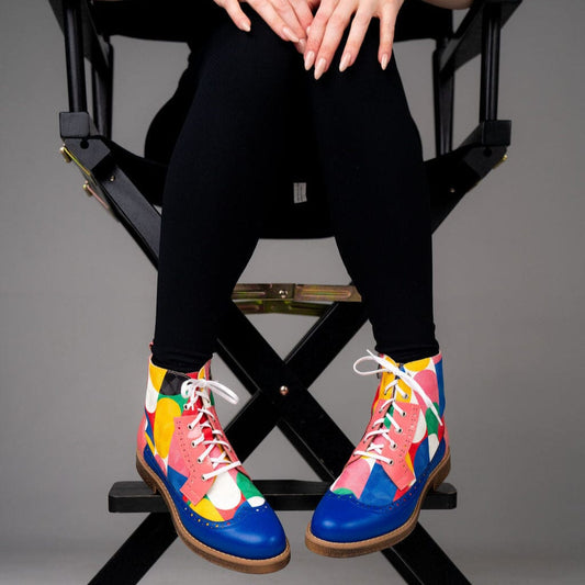 Hatter - Blue & Pink Groovy Womens Ankle Boots Embassy London 