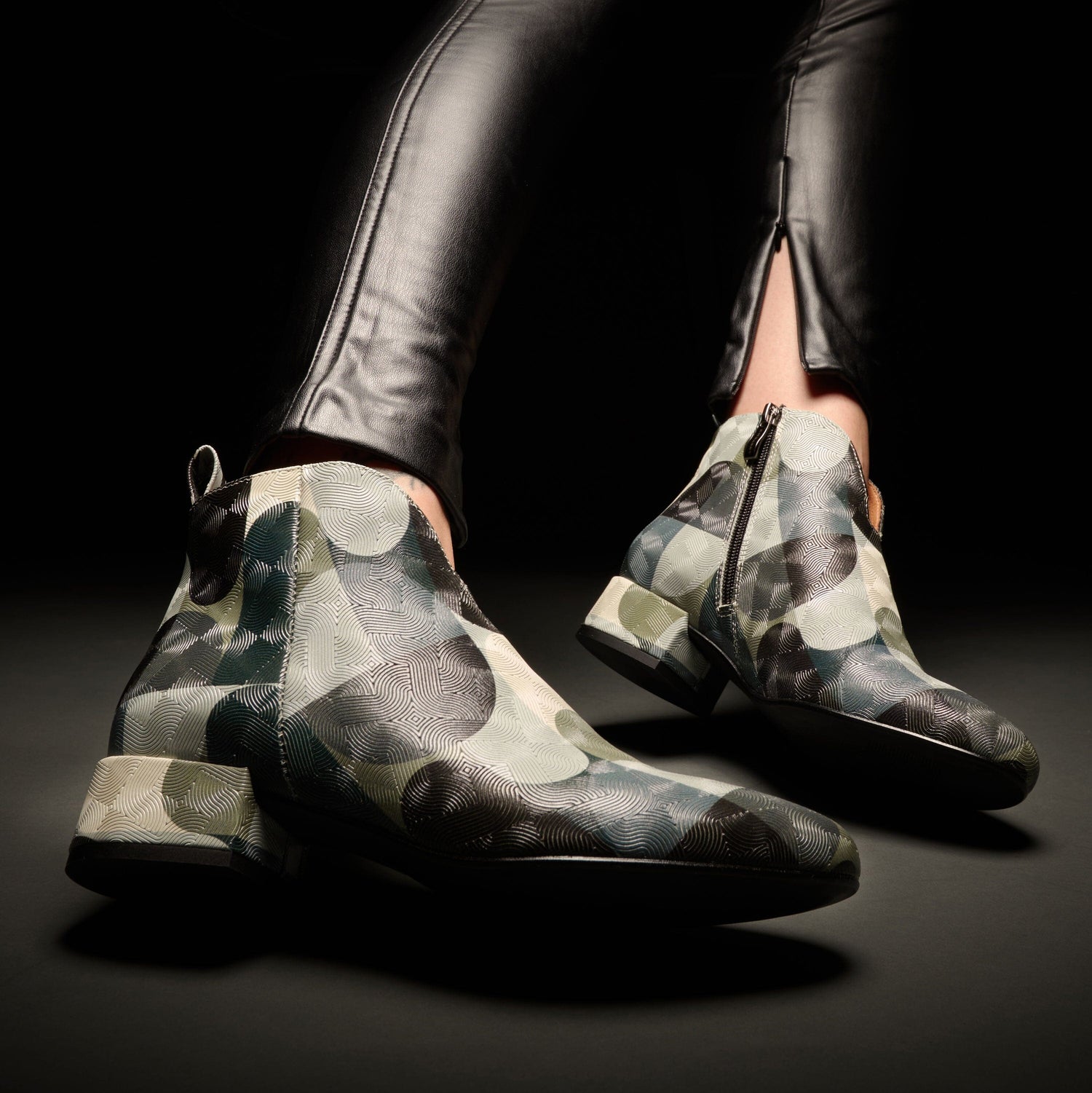 Iris - Grey & Black Groovy Womens Ankle Boots Embassy London 