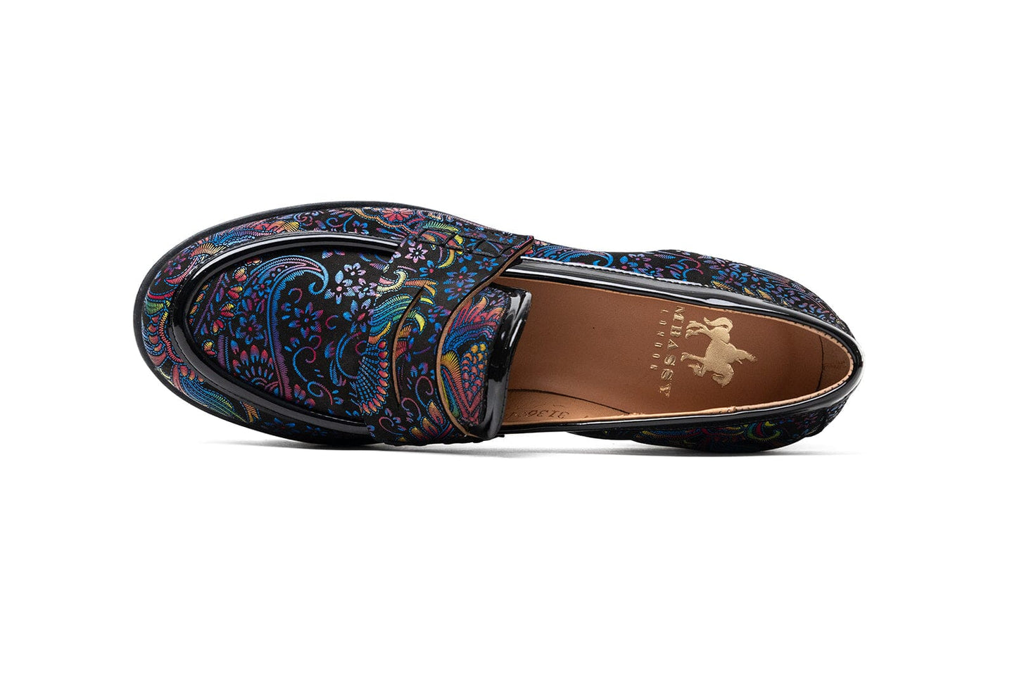 Black & Blue Feathers Womens Designer Loafers 