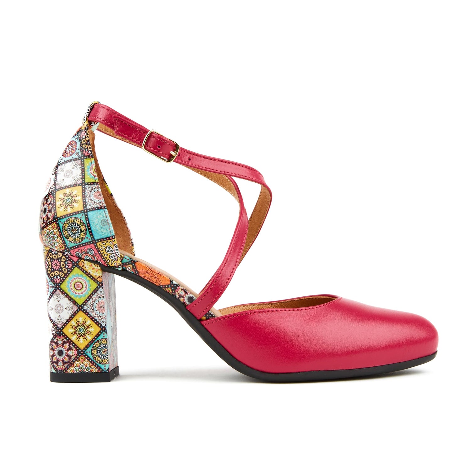 Kylie - Pink Summer Patchwork Heels Embassy London 