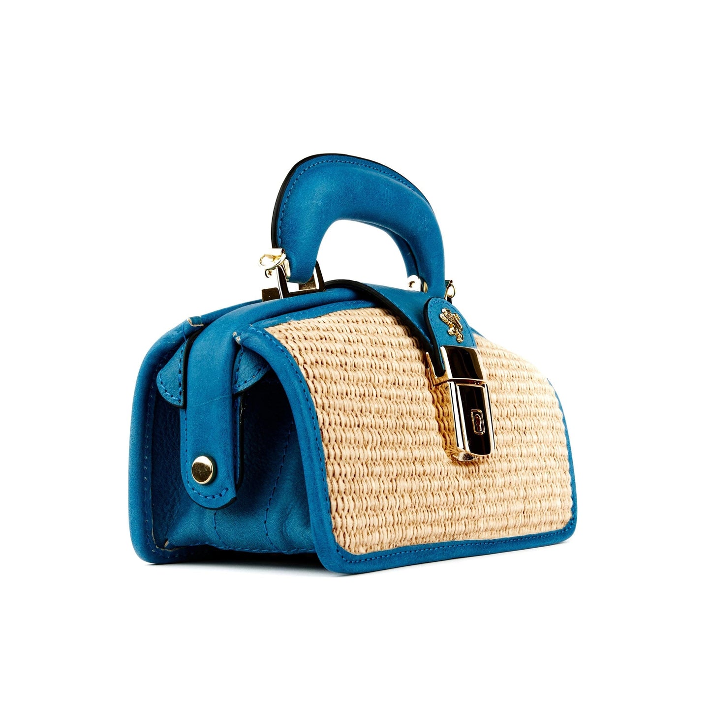 Gazelle Mini - Blue & Cream Raffia Handbags Embassy London 