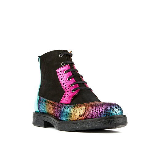 Hatter - Black & Multi Metallic Womens Ankle Boots Embassy London 