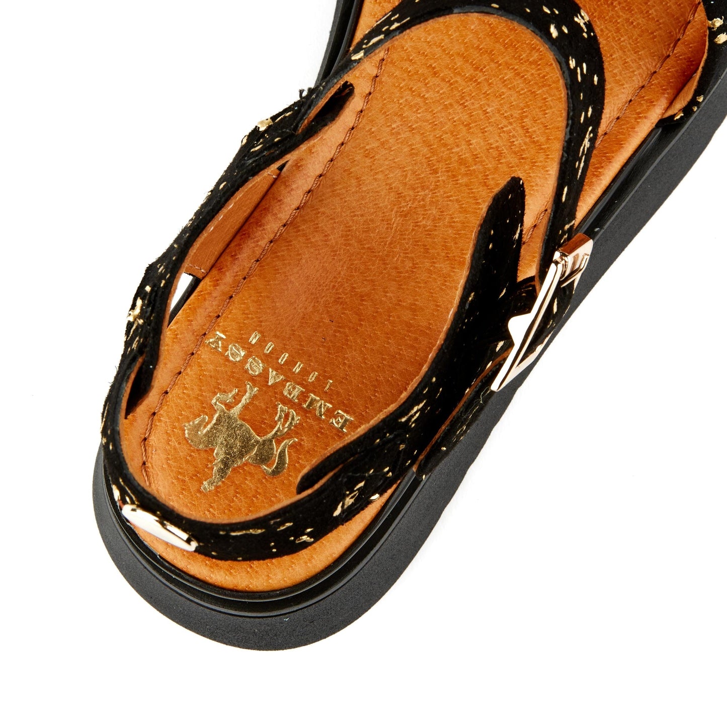 Amalfi Black Gold Drops | Women's Designer Sandals | Embassy London USA